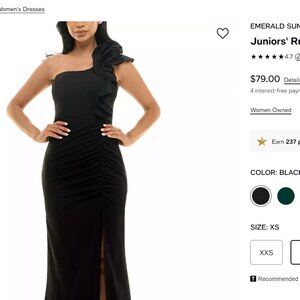 Emerald Sundae - Juniors' Ruffled One-Shoulder Gown